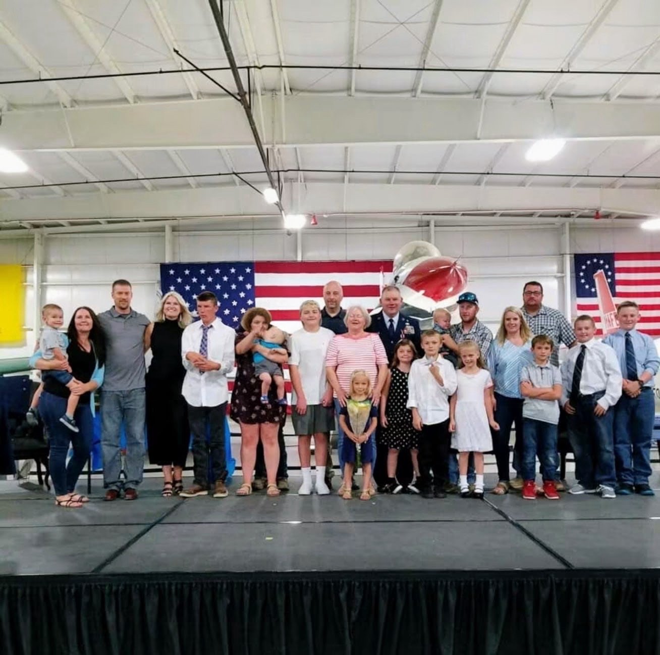 Chad Stephens with his family at his military retirement ceremony