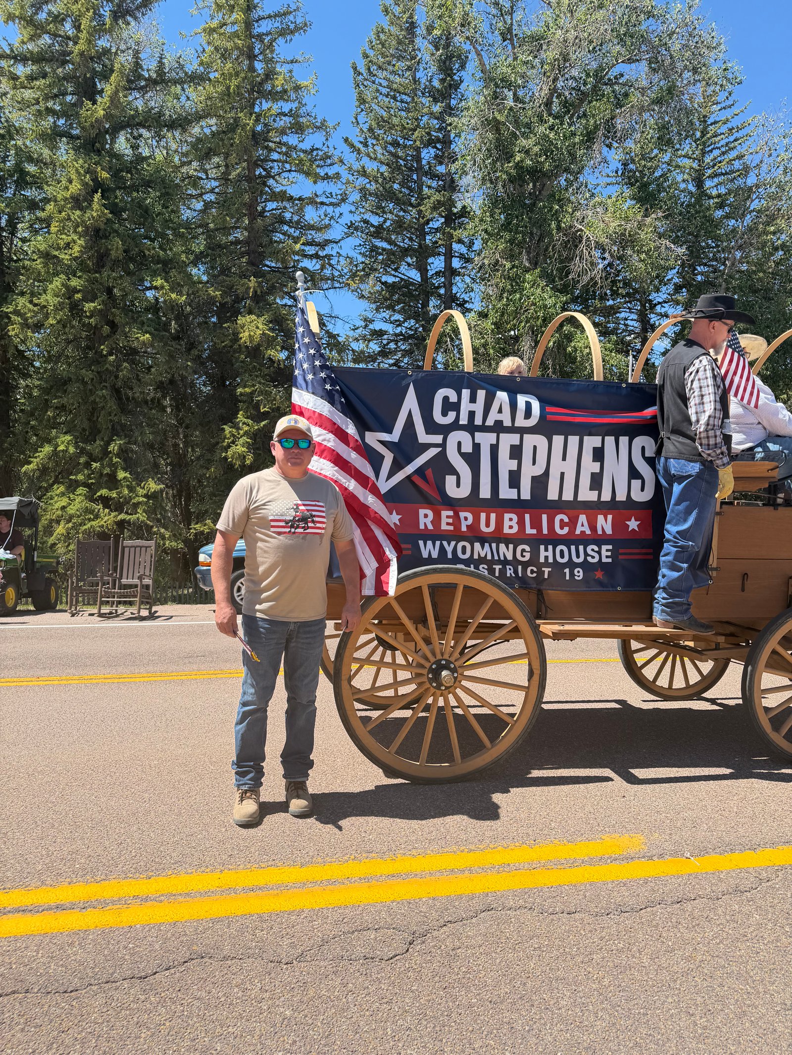 Chad Stephens campaign wagon at a local parade
